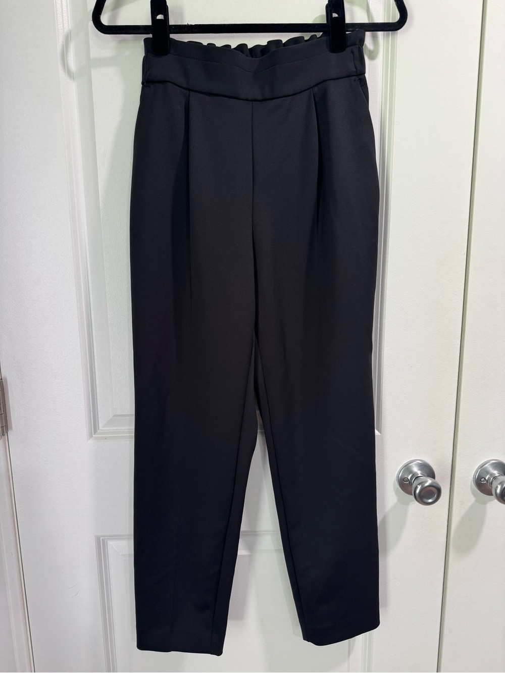 Express High Rise Ankle Pleated Pull On Trousers Black Small